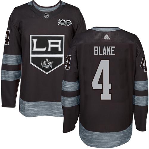 Adidas Los Angeles Kings #4 Rob Blake Black 1917-2017 100th Anniversary Stitched Jersey Men's