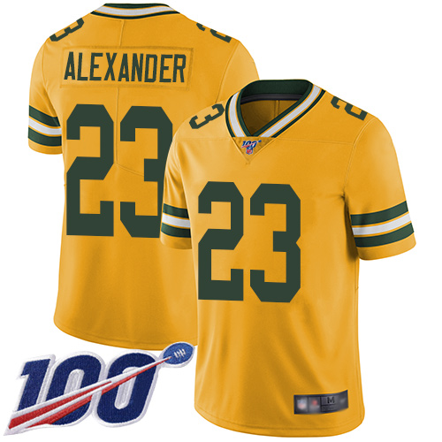 Packers #23 Jaire Alexander Yellow Youth Stitched Limited Rush 100th Season Jersey