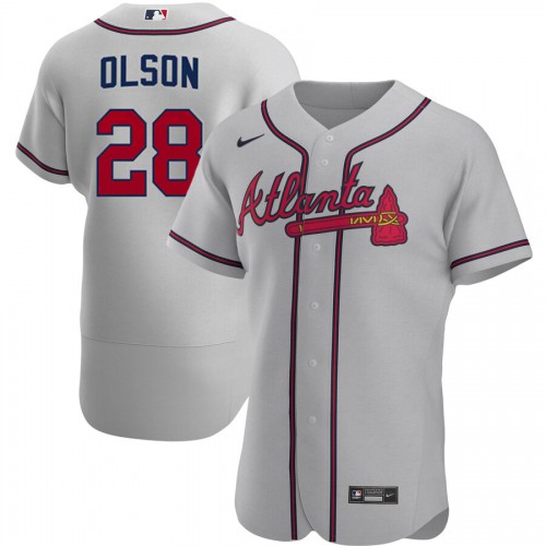 Atlanta Atlanta Braves #28 Matt Olson Men's Gray Road 2020 Authentic Official Team Jersey Men's