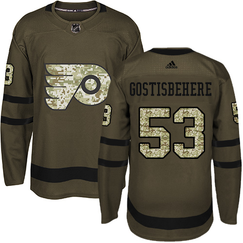 Adidas Philadelphia Flyers #53 Shayne Gostisbehere Green Salute to Service Stitched Jersey Men's