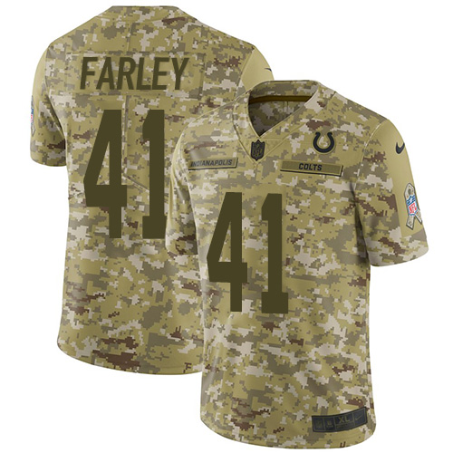 Indianapolis Colts #41 Matthias Farley Camo Youth Stitched Limited 2018 Salute to Service Jersey Youth