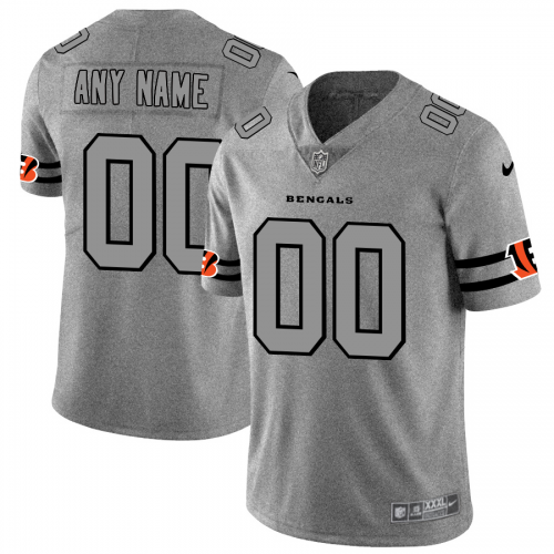 Cincinnati Bengals Custom Men's Gray Gridiron II Vapor Untouchable Limited Jersey