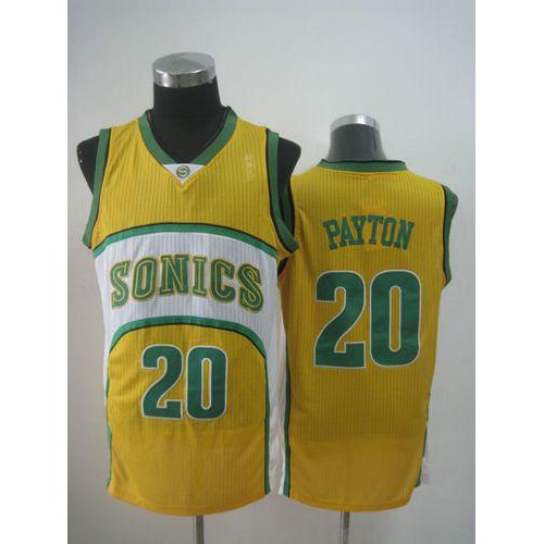 Oklahoma City Thunder #20 Gary Payton Yellow SuperSonics Throwback Stitched Jersey Mens