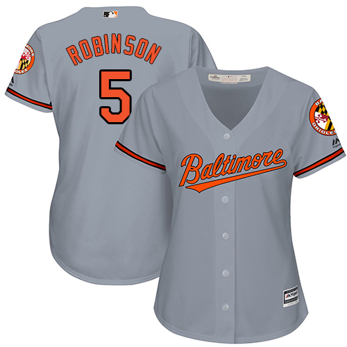 Baltimore Orioles #5 Brooks Robinson Grey Road Women's Stitched Jersey Womens