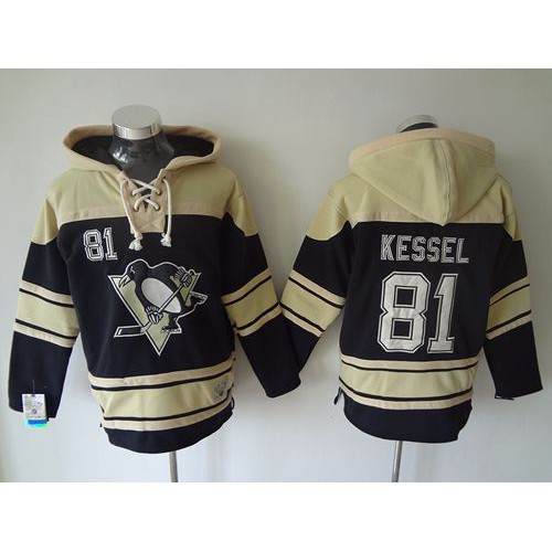 Pittsburgh Penguins #81 Phil Kessel Black Sawyer Hooded Sweatshirt Stitched Jersey Men's
