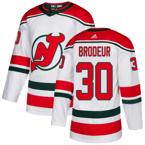 Adidas New Jersey Devils #30 Martin Brodeur White Alternate Authentic Stitched Jersey Men's