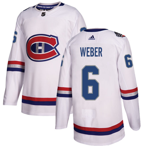 Adidas Montreal Canadiens #6 Shea Weber White Authentic 2017 100 Classic Stitched Youth Jersey Youth