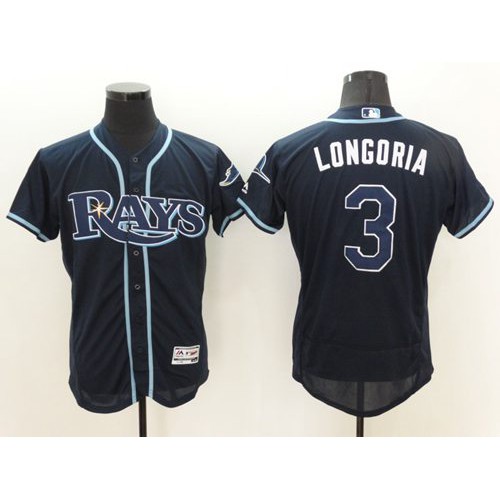 Tampa Bay Rays #3 Evan Longoria Dark Blue Flexbase Authentic Collection Stitched Jersey Men's