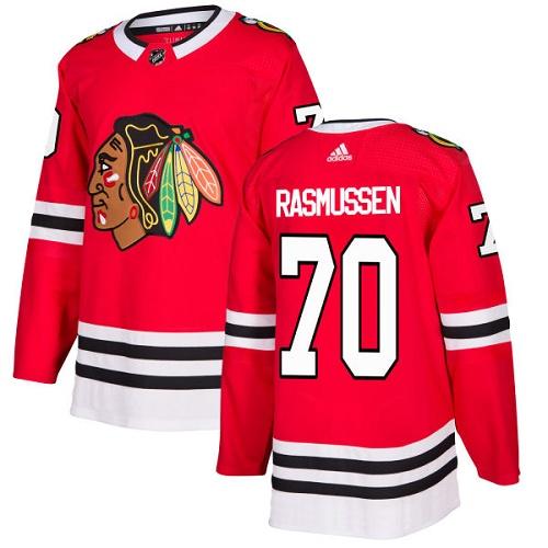 Adidas Chicago Blackhawks #70 Dennis Rasmussen Red Home Authentic Stitched Jersey Men's