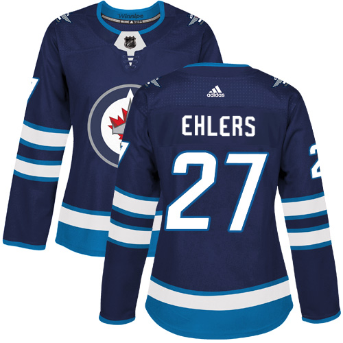 Adidas Winnipeg Jets #27 Nikolaj Ehlers Navy Blue Home Authentic Women's Stitched Jersey Womens