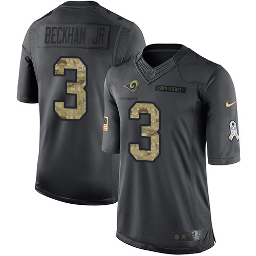 Los Angeles Rams #3 Odell Beckham Jr. Black Youth Stitched Limited 2016 Salute to Service Jersey Youth