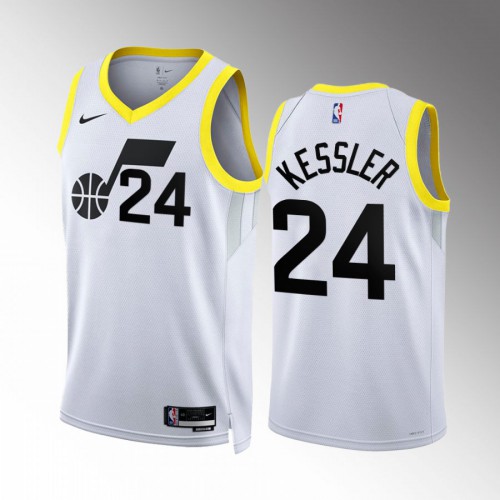 Utah Utah Jazz #24 Walker Kessler Mens Black 2022-23 Association Edition Jersey Mens