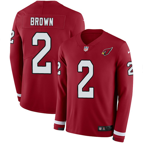 Cardinals #2 Marquise Brown Red Team Color Men's Stitched Limited Therma Long Sleeve Jersey