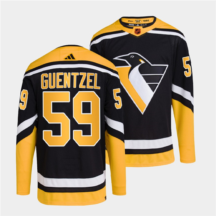Pittsburgh Penguins #59 Jake Guentzel Men's Adidas Reverse Retro 2.0 Authentic Player Jersey - Black