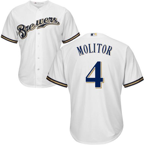 Milwaukee Brewers #4 Paul Molitor White Cool Base Stitched Youth Jersey Youth