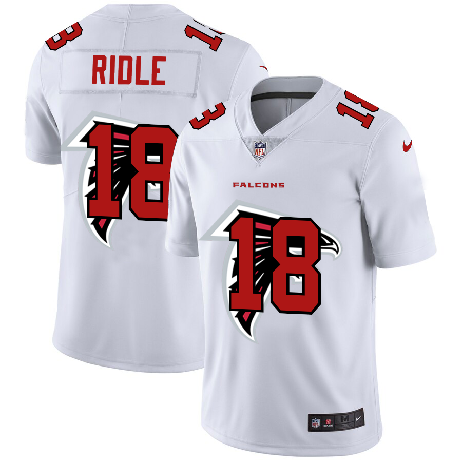 Atlanta Falcons #18 Calvin Ridley White Men's Team Logo Dual Overlap Limited Jersey