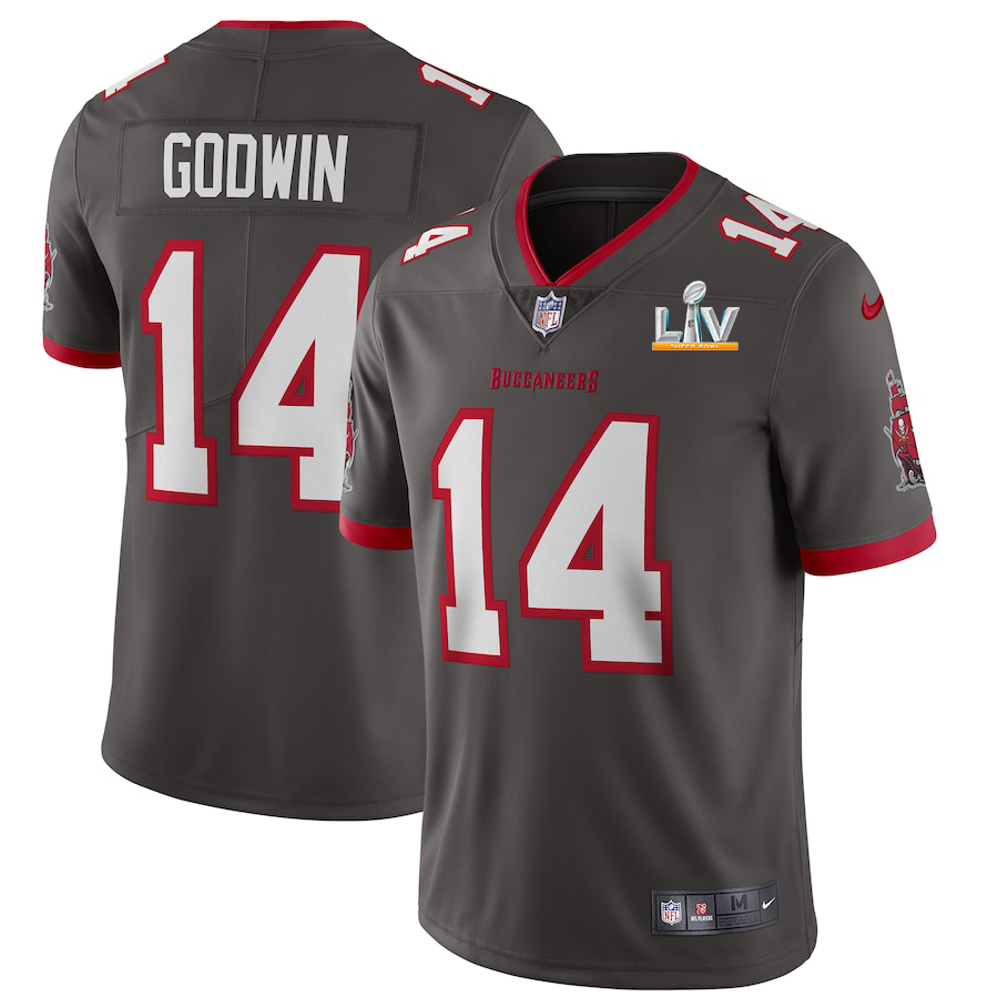 Tampa Bay Buccaneers #14 Chris Godwin Men's Super Bowl LV Bound Pewter Alternate Vapor Limited Jersey