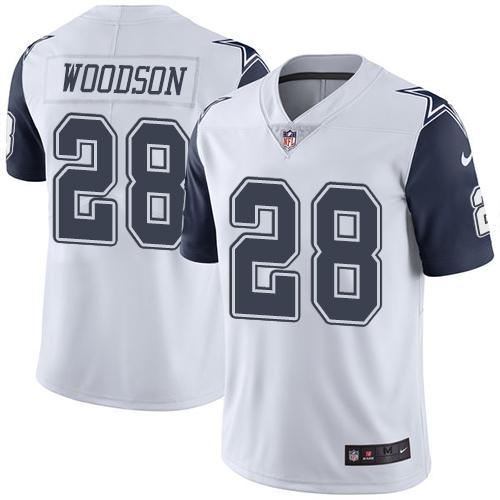 Dallas Cowboys #28 Darren Woodson White Men's Stitched Limited Rush Jersey Men's