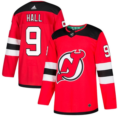 Adidas New Jersey Devils #9 Taylor Hall Red Home Authentic Stitched Jersey Men's