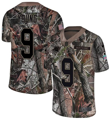 Panthers #9 Bryce Young Camo Youth Stitched Limited Rush Realtree Jersey