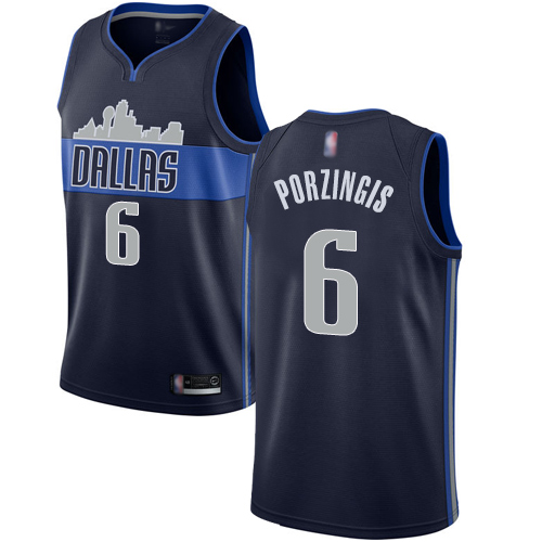 Dallas Mavericks #6 Kristaps Porzingis Navy Womens Swingman Statement Edition Jersey Womens