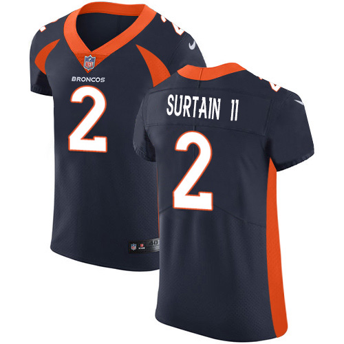 Broncos #2 Patrick Surtain II Navy Blue Alternate Men's Stitched New Elite Jersey