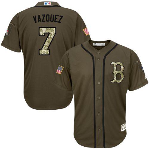 Boston Red Sox #7 Christian Vazquez Green Salute to Service Stitched Jersey Men's