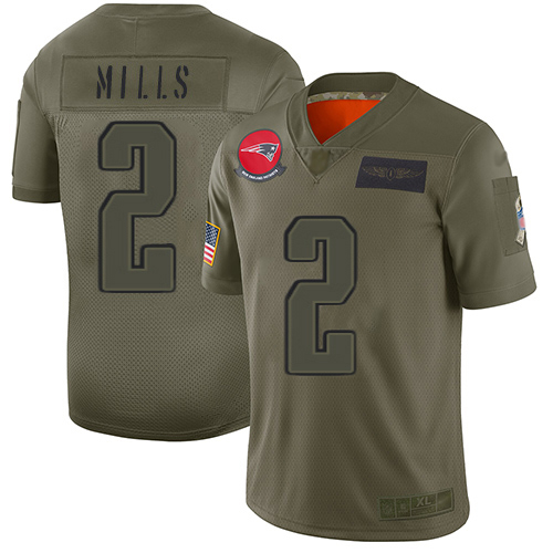 Patriots #2 Jalen Mills Camo Youth Stitched Limited 2019 Salute To Service Jersey