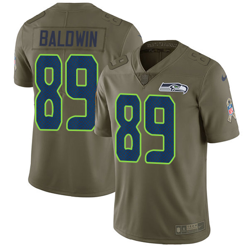 Seattle Seahawks #89 Doug Baldwin Olive Men's Stitched Limited 2017 Salute to Service Jersey Men's