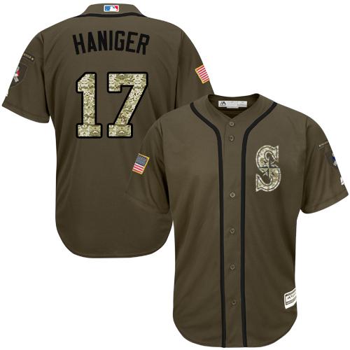 Seattle Mariners #17 Mitch Haniger Green Salute to Service Stitched Jersey Men's