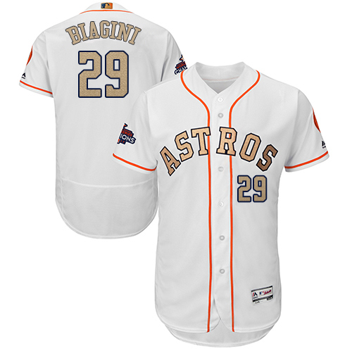 Houston Astros #29 Joe Biagini White FlexBase Authentic 2018 Gold Program Cool Base Stitched Jersey Men's