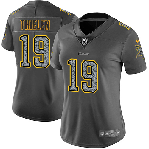 Vikings #19 Adam Thielen Gray Static Women's Stitched Vapor Untouchable Limited Jersey