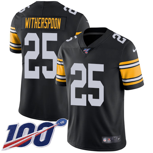 Steelers #25 Ahkello Witherspoon Black Alternate Youth Stitched 100th Season Vapor Limited Jersey