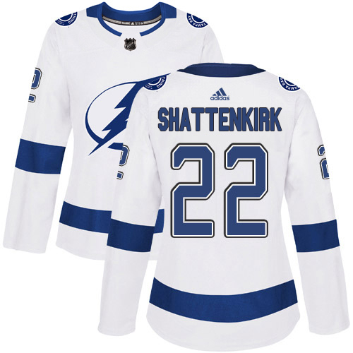 Adidas Tampa Bay Lightning #22 Kevin Shattenkirk White Road Authentic Women's Stitched Jersey Womens