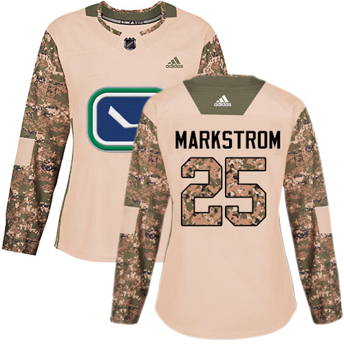 Adidas Vancouver Canucks #25 Jacob Markstrom Camo Authentic 2017 Veterans Day Women's Stitched Jersey Womens