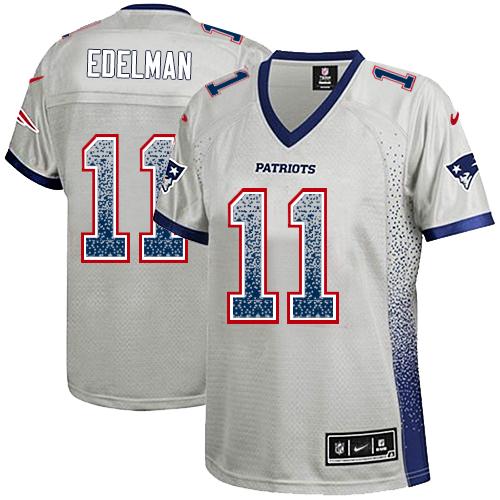 Patriots #11 Julian Edelman Grey Women's Stitched Elite Drift Fashion Jersey