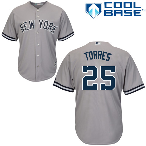 New York Yankees #25 Gleyber Torres Grey New Cool Base Stitched Jersey Men's