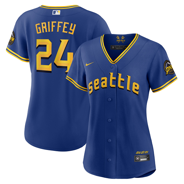 Women's Seattle Mariners #24 Ken Griffey Jr. Royal 2023 City Connect Cool Base Player Jersey