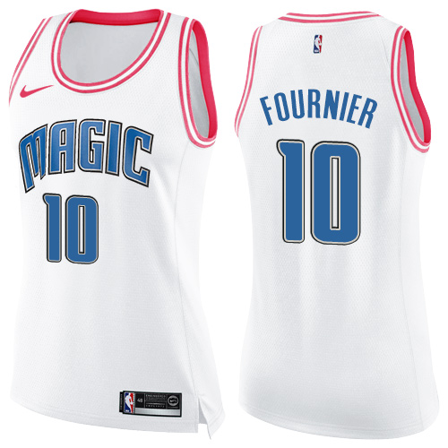 Orlando Magic #10 Evan Fournier White/Pink Womens Swingman Fashion Jersey Womens