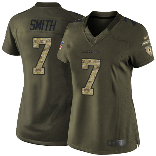 Seahawks #7 Geno Smith Green Women's Stitched Limited 2015 Salute To Service Jersey