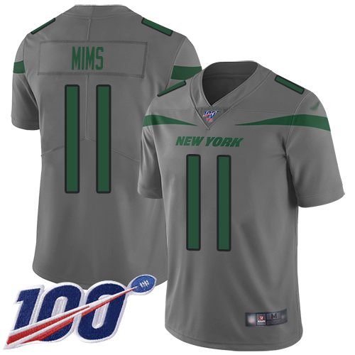 New York Jets #11 Denzel Mim Gray Youth Stitched Limited Inverted Legend 100th Season Jersey Youth