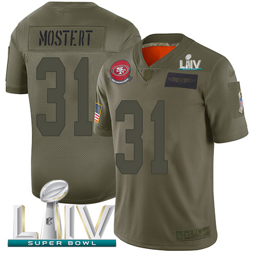 San Francisco 49ers #31 Raheem Mostert Camo Super Bowl LIV 2020 Men's Stitched Limited 2019 Salute To Service Jersey Men's