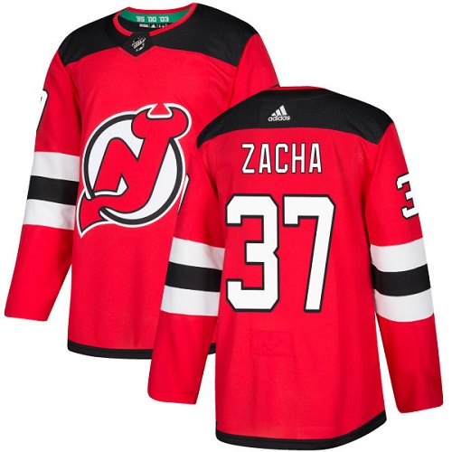 Adidas New Jersey Devils #37 Pavel Zacha Red Home Authentic Stitched Jersey Men's
