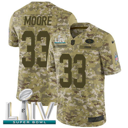 San Francisco 49ers #33 Tarvarius Moore Camo Super Bowl LIV 2020 Men's Stitched Limited 2018 Salute To Service Jersey Men's