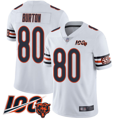 Chicago Bears #80 Trey Burton White Men's Stitched 100th Season Vapor Limited Jersey Men's