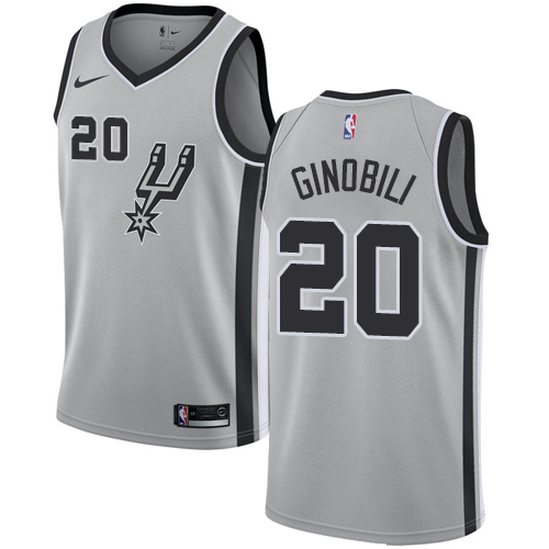 San Antonio Spurs #20 Manu Ginobili Silver Youth Swingman Statement Edition Jersey Youth
