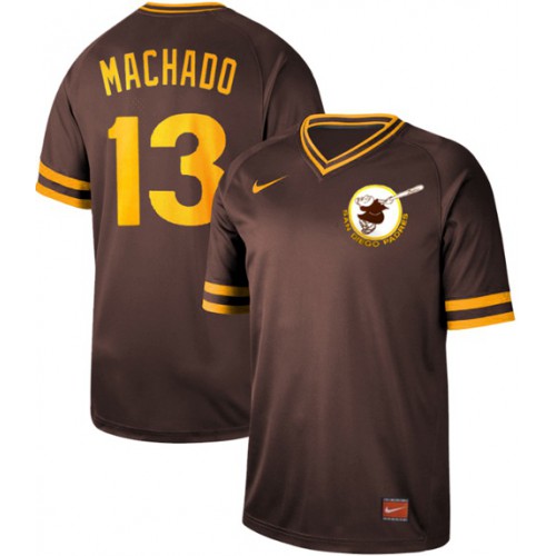 San Diego Padres #13 Manny Machado Brown Authentic Cooperstown Collection Stitched Jersey Men's