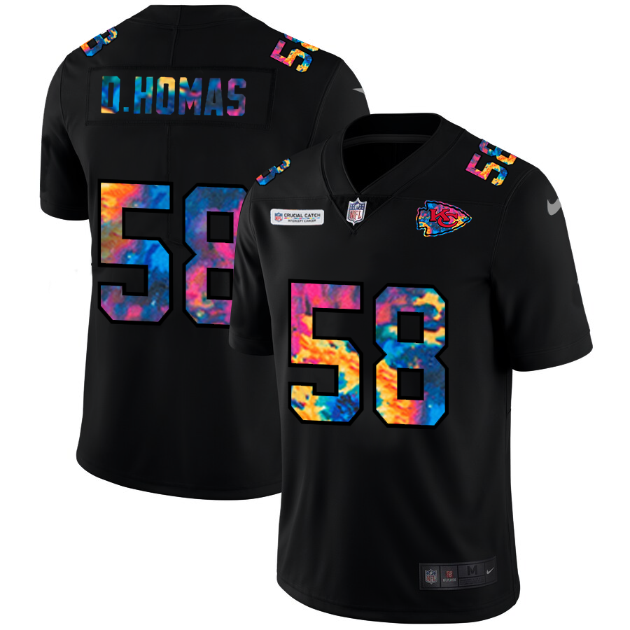 Kansas City Chiefs #58 Derrick Thomas Men's Multi-Color Black 2020 Crucial Catch Vapor Untouchable Limited Jersey