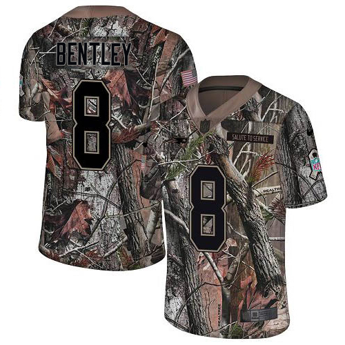 Patriots #8 Ja'Whaun Bentley Camo Men's Stitched Limited Rush Realtree Jersey