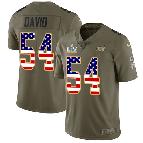 Buccaneers #54 Lavonte David Olive/USA Flag Men's Super Bowl LV Bound Stitched Limited 2017 Salute To Service Jersey